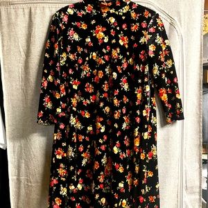 Free Peoplr Black Bouquet Velvet Mini Dress